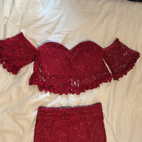 Two-Piece Crochet Skirt and Top Set - Picture 2 of 3